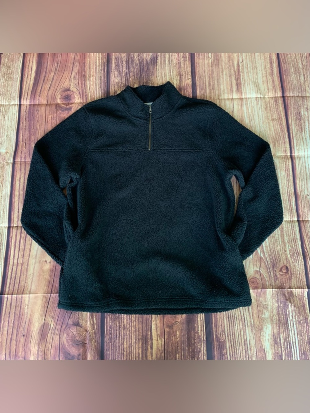Wallin & Bros Men’s Long Sleeve Sherpa Quarter Zip Pullover Black Sweatshirt XL